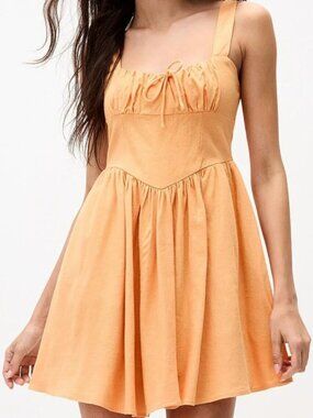 NWT Linen-blend bustier-effect minidress